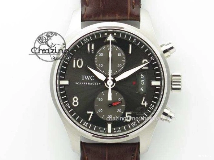 MIROTIME 0822 Cozy Pilot Chrono SS IW387802 V6F 1:1 Best Edition On Brown Leather Strap A 7323